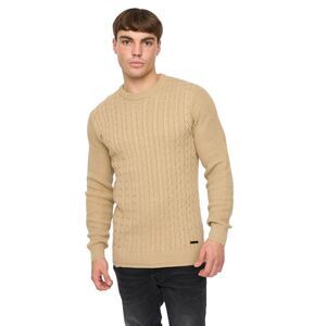 Crosshatch Mens Kabstars Cable Knit Pullover / Stone